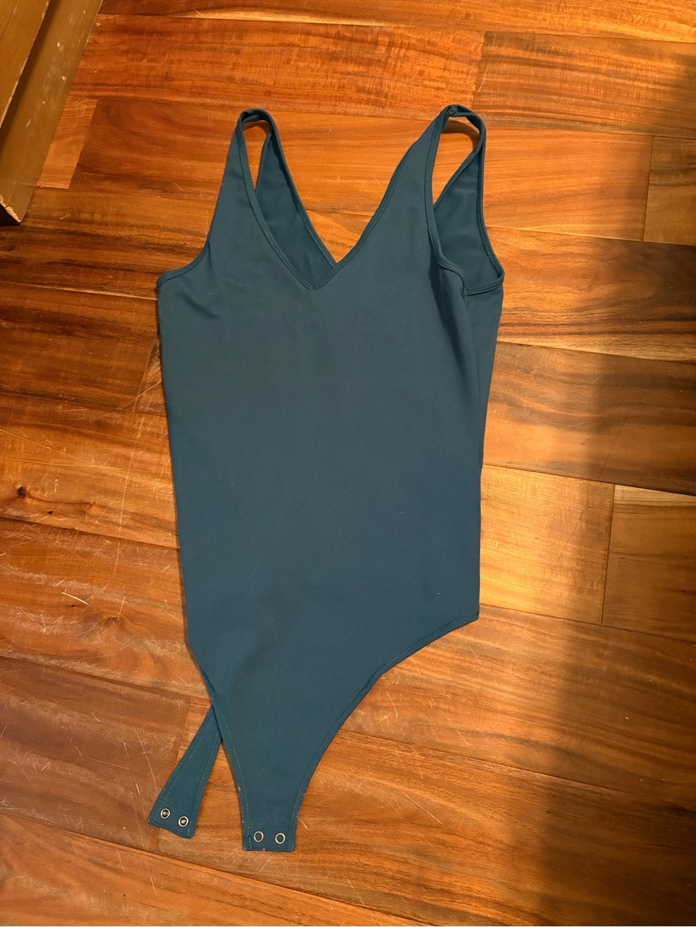 Abercrombie Soft A&F Dark Teal V Neck Thong Bodysuit Medium (585)